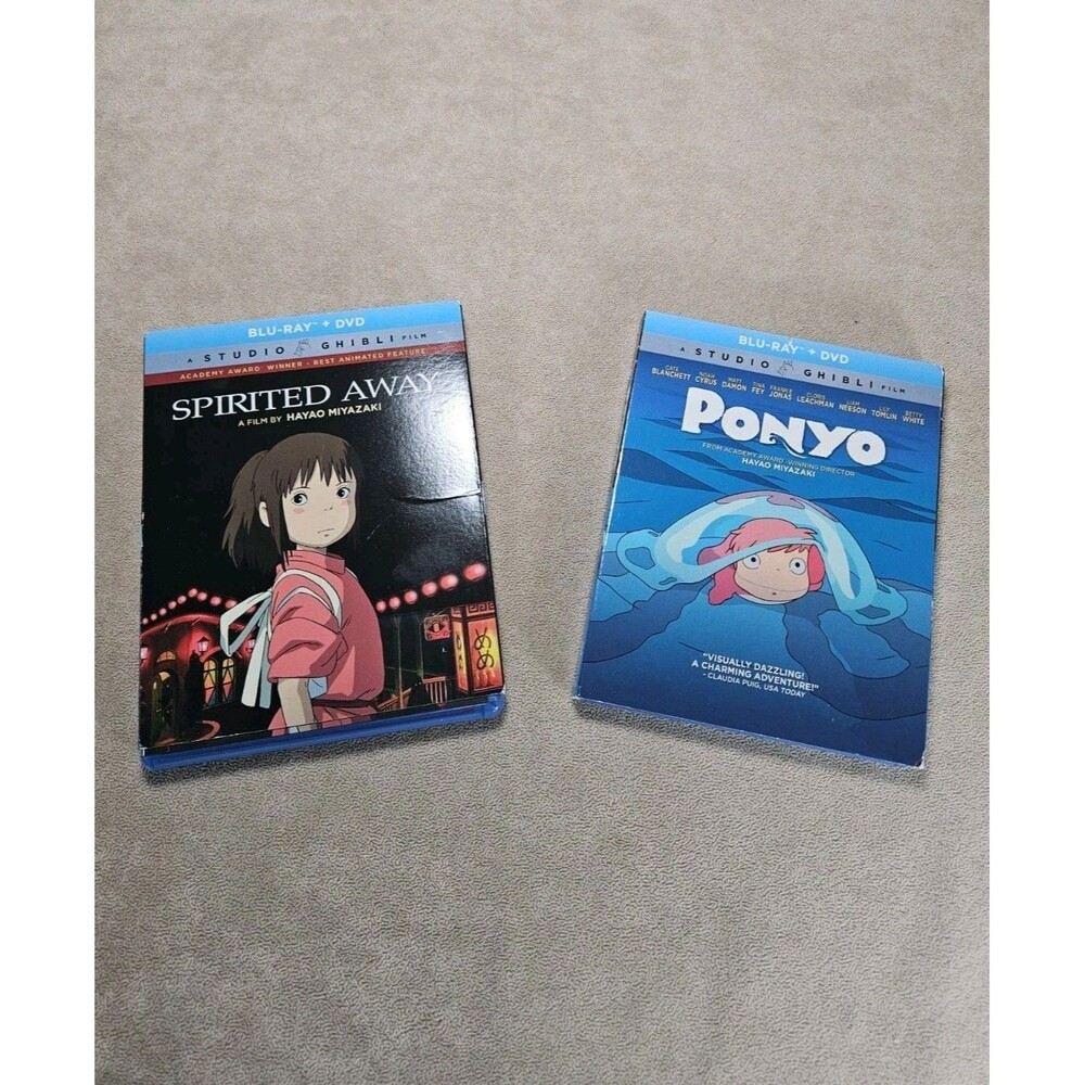 Studio Ghibli Ponyo & Spirited Away 2-Movie DVD Bundle Miyazaki Bonus